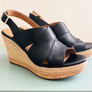 Clarks Women’s Black Platform Espadrille Sandals Size 10